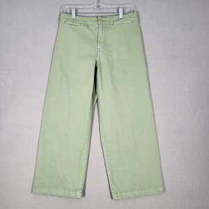 Madewell Pants Women's P28 Sage Green Emmett Wide Leg Crop Cotton Blend